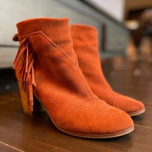 Cognac suede TOMS booties